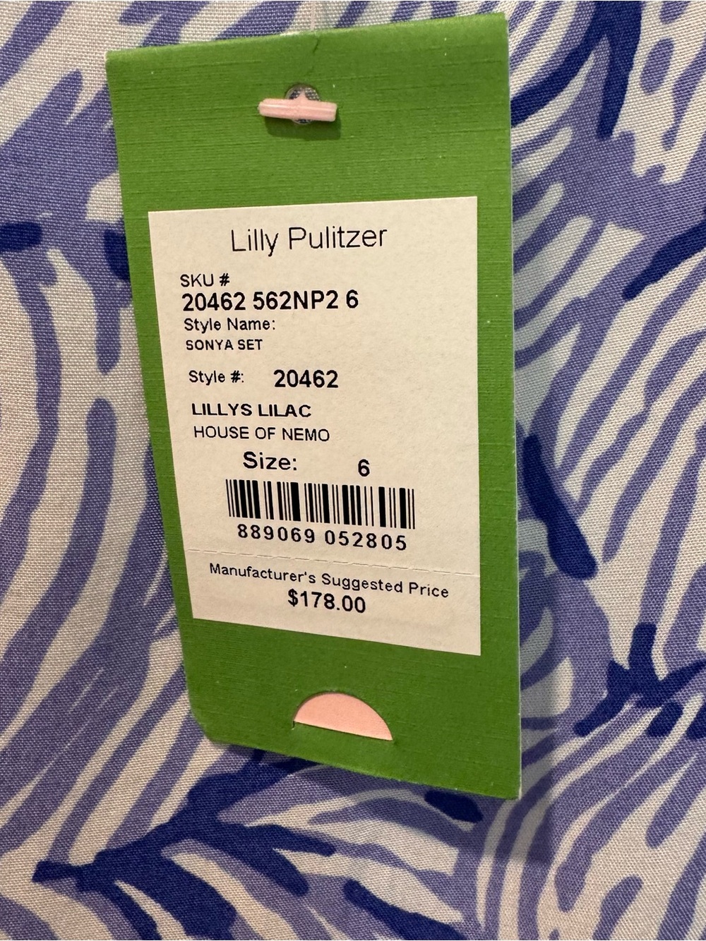 Lilly Pulitzer Lilac & Navy Botanical Print Top & short SET. Size 6